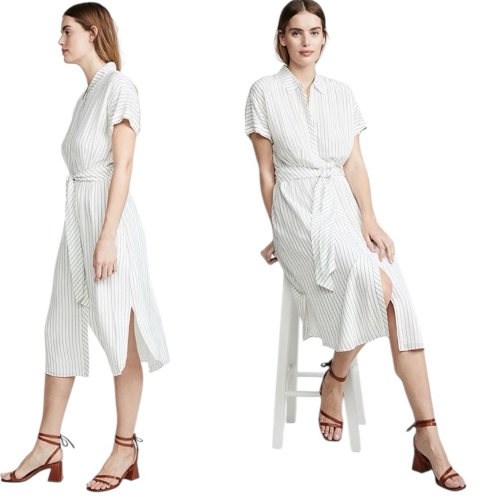 NWT Joie Chellie Pinstriped Midi Shirt Dress Small Classic Beauty